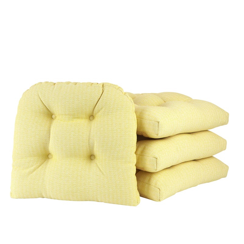 Klear Vu وسائد كراسي طعام غير قابلة للانزلاق من كليار فيو، مريحة ومناسبة للاستخدام في المطبخ أو المكتب، شكل U، وسادة مقعد مقاومة للانزلاق، 15x15 بوصة، 4 قطع (عبوة من 1)، أصفر سادة - Image 1